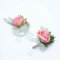 Vsosfiza 1 Satz Boutonniere Und Handgelenk Blume für Braut&Bräutigam,Künstliche Ansteckblume und Seidenarmband für Hochzeit,Jubiläumsdaten Party.(Rosa)