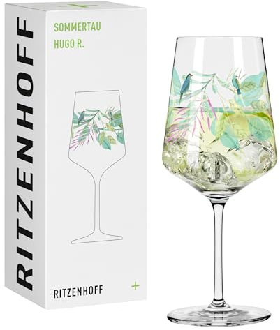RITZENHOFF 2931017 Aperitif-Glas 500 ml - Serie Sommertau - für Spritz, Schorle - Motiv Blätter - Made in Germany