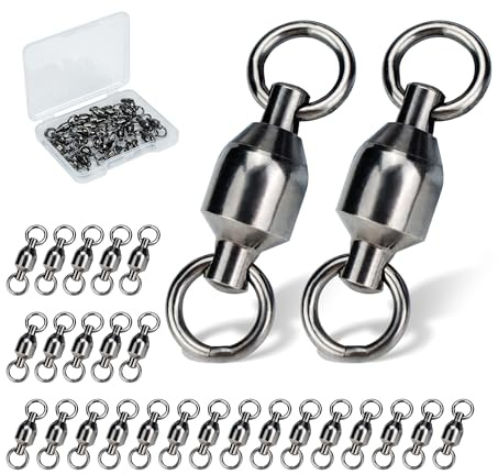 Piscorush 25Stück Kugellager Wirbel High Stärke Wirbel mit Geschweißtem Ringe Angelzubehör #0-#10 33lb-510lb