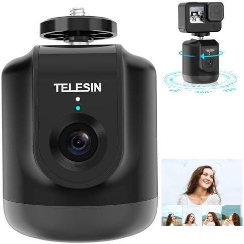 Auto Smart Tracking Tripod with Remote, TELESIN 360 Rotating Smart Motion Sensor Face Following Tracker Phone Stand Stabiliser Mount For Action Cameras Phone Camera Video Recording Accessories