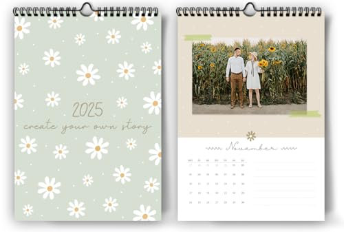 Fotokalender 2025 zum selber gestalten I DIN A4 QUER für hochkant Fotos I Bastelkalender I Hochwertiger Kalender zum Selbstgestalten I Foto Bilder einkleben