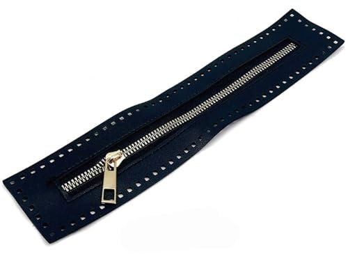 1 cerniera in pelle, 5,5 x 27 cm, chiusura lampo, accessori per il cucito, cerniera per bagagli, accessori hardware, cerniera con foro per ago, in pelle, chiusura lampo in pelle, colore nero