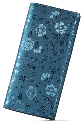 SENDEFN Portefeuille Fin pour Femme en Cuir Véritable, Protection RFID, Pochette Fine avec 11 Compartiments pour Cartes et Compartiment à Monnaie Zippé