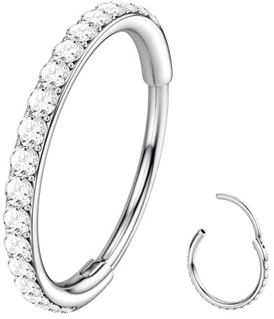 BodyBonita Nasenring Hoops - 316L Edelstah Nasenpiercings 20G/20G/20G CZ Conch Helix Piercings Schmuck Septum Piercing Knorpel Ohrring Rook Tragus Daith 7 mm Silber