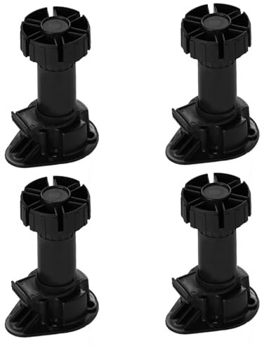 GIONAR Pieds De Meuble Réglables Lot De 4, Noir, Rond, ABS, 100-120 mm, Pour Meubles Robustes, Protection Du Sol