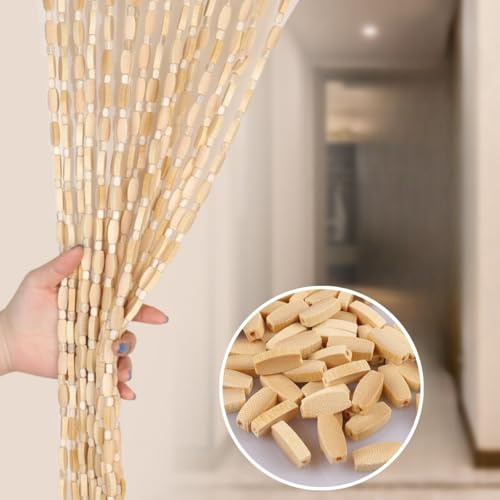 Generisch Bambus Holz Perlen Vorhang Für Türen 70x180cm 80x190cm 90x200cm 100x200cm 120x210cm Hängende Raumteiler, Dekorative Tür String Vorhang, Handmade Natural Doorway Bead(Log,100x200(cm))