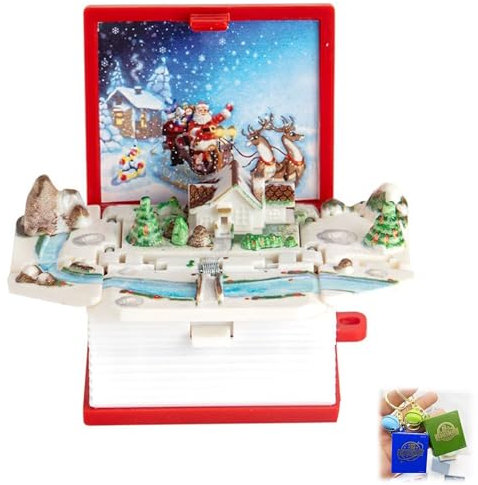 Porte-clés Storypop, Mini Porte-clés de Livre Pop-up 3D, Nouvel Espace de Porte-clés Storypop 2025, Porte-clés de Livres 3D(Christmas Manor)
