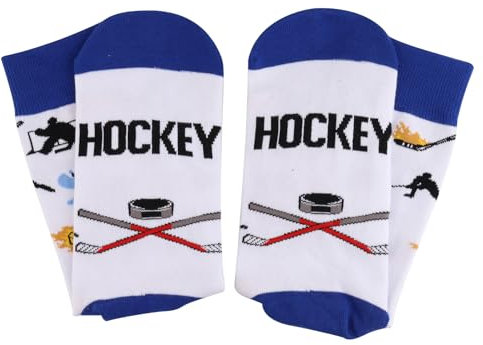 PXTIDY Eishockey-Socken, Hockey-Crew-Socken, Eishockey-Spieler, Geschenke für Hockey-Liebhaber, Geschenk, weiß, Fits Shoe Size 4-15
