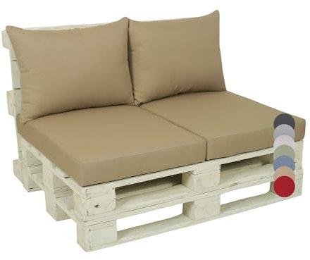 GO-DE Textil Bequeme und attraktive Polsterauflagen für Paletten-Loungen (4-teilig, für eine komplette Palettenlounge, Uni Beige, Palettenkissen)