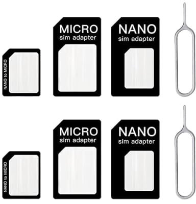 Cjkoonsa 4 in 1 Nano SIM Card Adapter, 2pcs SIM Card Adapter Kit, Sim Adapter Set Sim Card Adapter with SIM Ejector Pin Compatible for Old Model Mobile Phone