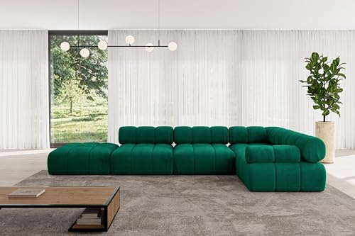 ALTDECOR Modulares Sofa Ecksofa in L-Form Corner modular Sofa Eckcouch Couch Wohnlandschaft Cauchsofa Polstersofa Felto-L2-380x190x70 cm Dunkelgrün