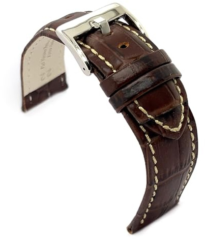 diloy Cinturino orologio pelle stampa alligatore 368 | Cinturino in pelle bovina sportivo uomo o donna. Spessore 5 mm cuciture bianche rosse e blu con sgancio rapido o utensili