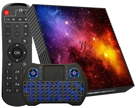 4K UHD TV Box Android 4GB RAM 64GB ROM, custodia TV supporto Wi-Fi 2.4G/5G, Bluetooth, HDMI, USB, mini tastiera senza fili inclusa