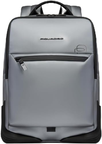 Piquadro Wasserfester Laptop-Rucksack 14 Mann Stoff silber/schwarz
