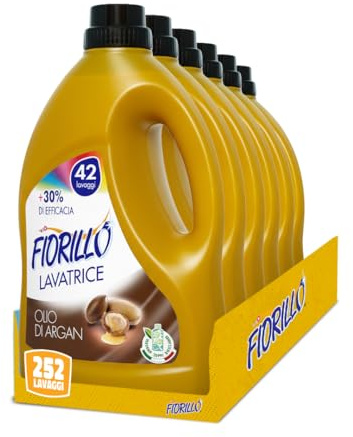 Fiorillo Detersivo Liquido Lavatrice, 42 Lavaggi, 252 Lavaggi Totali, Confezione da 6, Formula Concentrata (Argan)