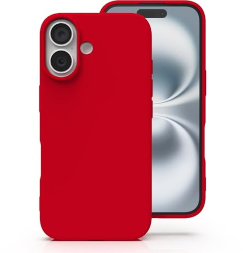 Zuvirelx Silicone Case for iPhone 16 Plus - Red | Thin, Non-Slip, Soft Grip, Minimalist, Shockproof, Pocket-Friendly