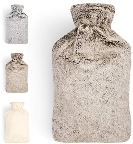 Blumtal Premium Wärmflasche mit Bezug aus weichem Kunstfell 1,5l - Wärmeflasche aus Naturkautschuk - Wärmflasche Freundin Geschenk - Hot Water Bottle Luxus - auslaufsichere Bettflasche Braun