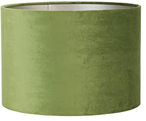 Lampenschirm Velours von Light & Living - Ø35, Höhe 30cm, für E27-Fassung - Blickdichter olive Samt mit taupe Innenverkleidung - Runder Lampenschirm für Tisch-, Stehlampen und Deckenlampen