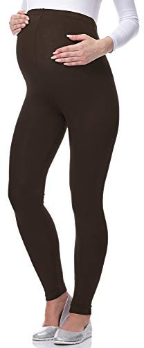 Be Mammy Lange Umstandsleggings aus Viskose Leggings Blickdicht Damen, Maternity Clothing, Ideal für die Schwangerschaft BE-02 (Braun, XXL)