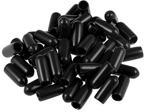 sourcing map 50 Stück Gummi Endkappen 4,5mm Innendurchm. Gummikappen Runde Schutzkappen Gummi Abdeckung Stopfen Möbelgleiter Bolzen Gewindeschutz für Schrauben Rohr Stuhlbeine, Schwarz