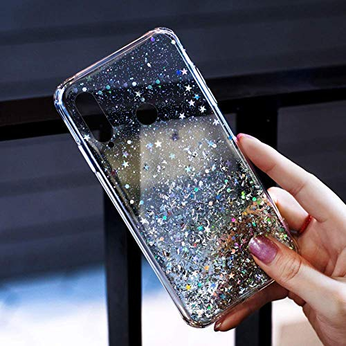 Handyhülle Kompatibel mit Huawei P30 Lite Glitzer Hülle Silikon Tpu Glänzend Bling Stern Muster Shiny Ultra dünn Weiche TPU Schutzhülle Stoßfest Bumper Case Handytasche,Klar