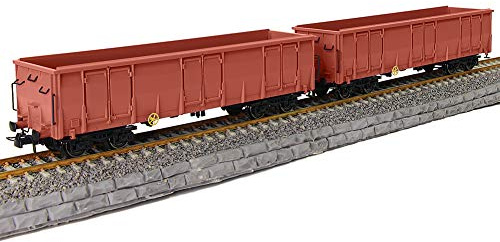 Evemodel 2pcs HO Scale High-Side Gondola Car 1:87 Railway Wagons Rollong Stock Container Carriage 1:87 Freight Car C8742WR-2-NUS