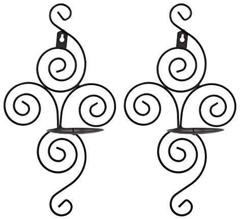 Dyna-Living 2PCS Metall Kerzenleuchter Wand Kerzenhalterung hängend Wandkerzenhalter Vintage (Schwarz)