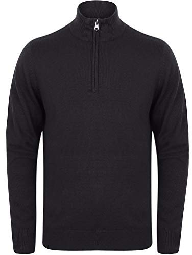Kensington Eastside Men's Funnel Neck Quarter Zip Knitted Jumper Charcoal