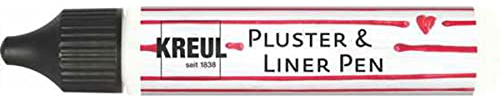 KREUL 49824 - Pluster & Liner Pen White Cotton, 29 ml, Plusterfarbe zum Dekorieren und Verzieren, für 3D Dekoeffekte durch Aufplustern im Backofen, mit Bügeleisen oder Fön