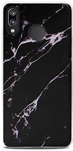 ONEFLOW Sense Case kompatibel mit Huawei P20 Lite Hülle in Marmor Optik, Schutz für Kamera und Bildschirm, Glitzer Handyhülle aus Silikon - matt Schwarz (Temper)