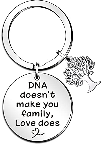 QMVMV Schlüsselanhänger mit Aufschrift Step Dad, Geschenk für Stiefmutter, Muttertagsgeschenk, Vatertagsgeschenk, silber, Einheitsgröße