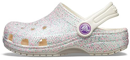 Crocs Unisexe Enfant Classic Glitter Clog T Sabots, Oyster, 19/20 EU