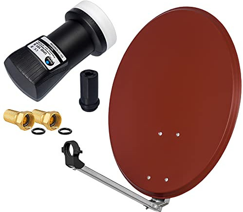 Sistema de satélite digital HD de 60 cm, de acero, con espejo y 1 LNB individual para recibir señales DVB-S/S2 Full HD 3D 4K Ultra HD (UHD) + conector incluido