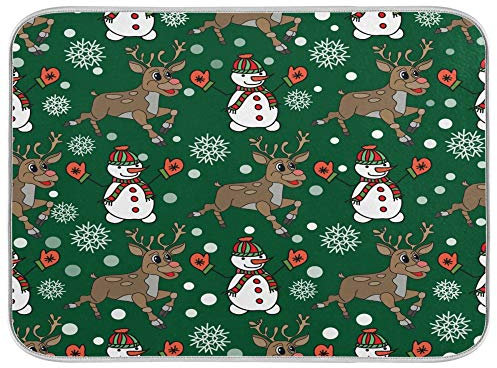Abtropfmatte für Geschirr, Weihnachtsmotiv, saugfähig, Wasserisolierung, Essgeschirr, Schutzunterlage für Geschirr, 40,6 x 45,7 cm