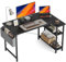 CubiCubi L Shaped Gaming Desk, 120x70 cm Computer Desk with Storage Bag, Office Desk Writing Table with Large Reversible Storage Shelves, Workstation for Study Play Work Home Office, Black