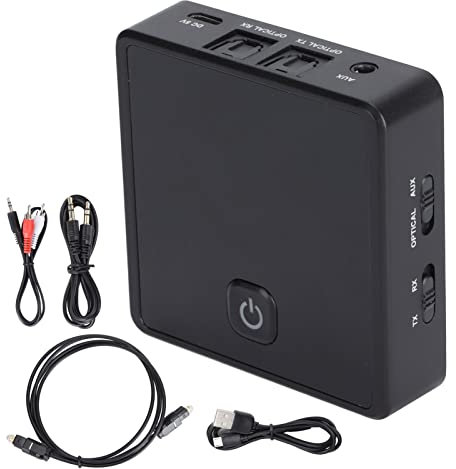 ZF380 Ricevitore e Trasmettitore Bluetooth 5.0, Adattatore Wireless Bluetooth a Bassa Latenza, Adattatore Ottico AUX SPDIF Jack da 3,5 Mm per PC, TV, Auto, Altoparlanti