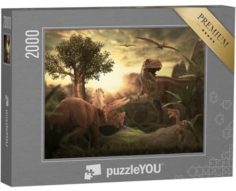 puzzleYOU: Puzzle 2000 Teile „Tyrannosaurus Rex auf Beutejagd“ – aus der Puzzle-Kollektion Dinosaurier
