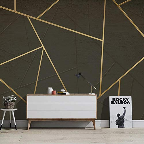 YXTSmurals Fototapete 3D Effekt Gold Textur Dreieck Fototapeten Vlies Tapeten Wandtapete Vliestapete Wandbild Wand Schlafzimmer Wohnzimmer Büro Küche