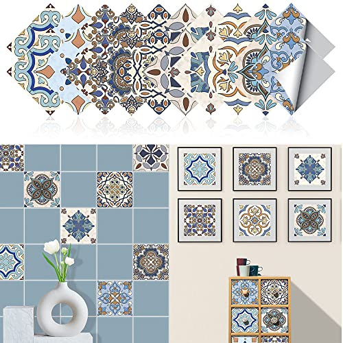 20x20CM Adesivi per Piastrelle, Impermeabile Autoadesivo Decorazione, Adesivi Pavimento in 2D Sottile per Bagno Cucina Parete Fai da Te 20 Pz