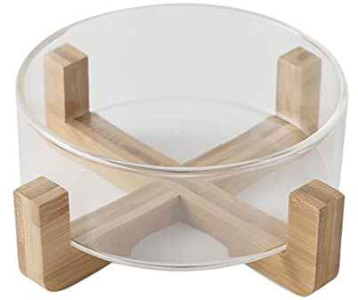 Glassalatschale mit Holzständer Mischschalen 650ml / 22 Unzen Obst Snack Servierplatte Side Dish Bowls für Aperitif Salat Süßigkeiten Obst