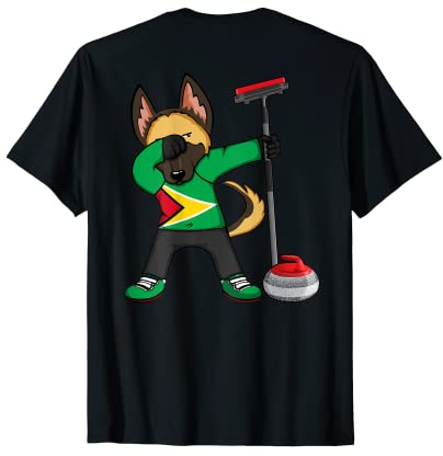 Dabbing German Shepherd Guyana Curling Fans Trikot Sport T-Shirt
