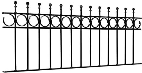 metal wall top railings, wrought iron style, railings Whalley Design, galvanised & powder coated black (width 6ft/height 22)