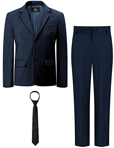 mintgreen Kinderanzug Set Jungen, Hochzeits-Outfit Festlich Formal Pagenkopf Abschlussball Jacke & Hose, Dunkle Marine, 128-134, Tag 8