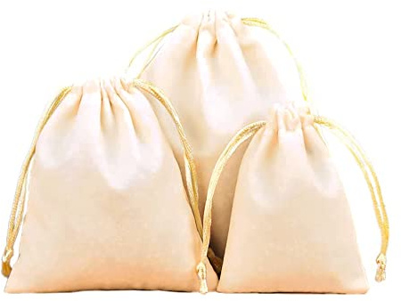 12 Stück Samtbeutel Schmuckbeutel, Kleine Stoff Beutel mit Kordelzug, Samt Säckchen Geschenkbeutel Stoffsäckchen zum Befüllen für Schmuck Hochzeit Weihnachten Geburtstag Party Geschenk,7x9cm Beige