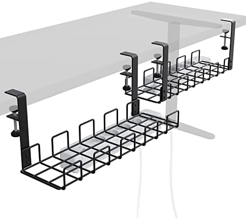 KabelDirekt – Sujeta Cables para Escritorio con Pinza para Mantener el Orden en el Lugar de Trabajo – Montaje sin Herramientas en 4 direcciones – Guarda Cables (M, diseño de cuadrícula) KD Essentials