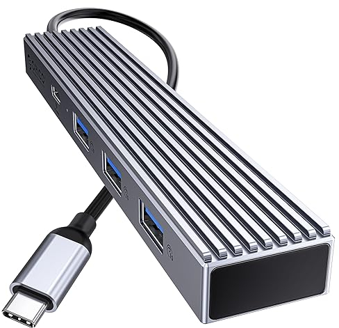 ORICO USB C Hub für Laptop, 4-in-1 USB Splitter, USB 3.2 Gen2 10Gbps Typ C Multiport Adapter mit 3 USB A, 100W PD Charging für PC, Laptop, Surface Pro, MacBook und weitere Typ C Geräte-DHF-3U1C