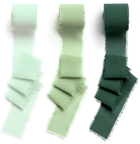 CHUQING Geschenkband Chiffon Band 3 Rollen Schleifenband Hochzeit 3,8cm x 6,3m Chiffonband Seidenband Stoffband Fransenband