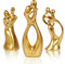 oliruim Goldene Umarmende Paar-Statue, 3er-Set, Heimdekoration, Skulptur für Schlafzimmer, Regal oder TV-Ständer, Valentinstagsdekoration (Gold)