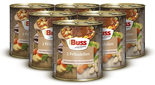 Buss Rustikale Gerichte - Frikadellen Eintopf mit Pariser Karotten und Kartoffeln - Lang haltbare Fertiggerichte zum schnellen Aufwärmen in Mikrowelle & Topf - 6 x 800g
