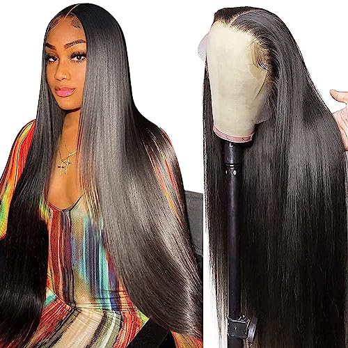 Echthaar Perücke 13x6 Lace Front Wig Human Hair Straight Perücken Echthaar Damen 100% Brasilianer Human Hair Wigs For Black Women In Schwarzer Farbe 20 Zoll (50 cm)